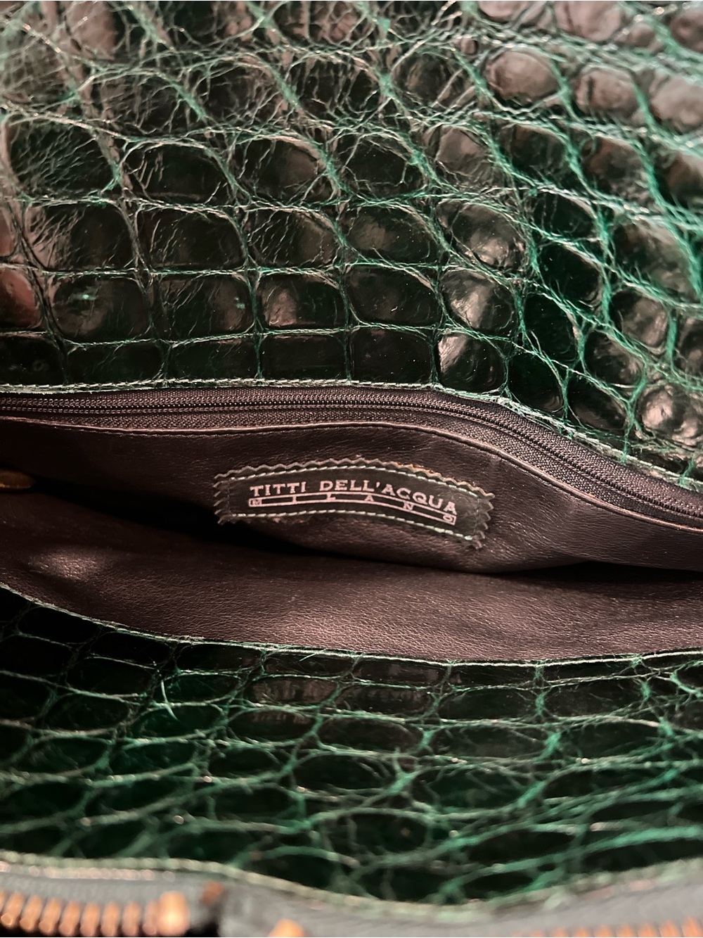 Emerald Green Croc-Embossed Wristlet Clutch